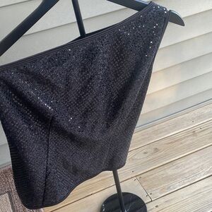 Coffield & Company Black Sequin One-Shoulder Top